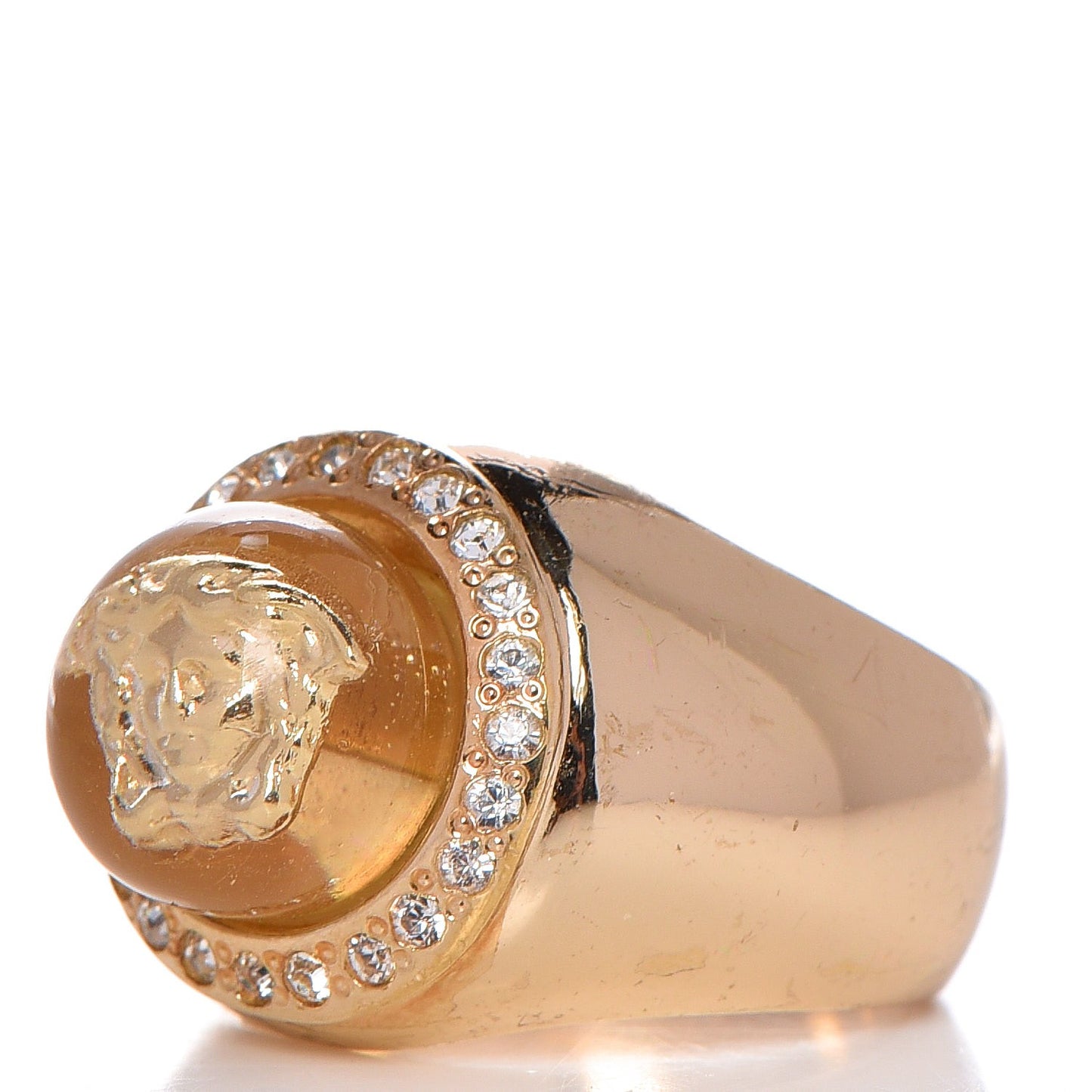 Crystal Round Medusa Ring 7.5 Gold