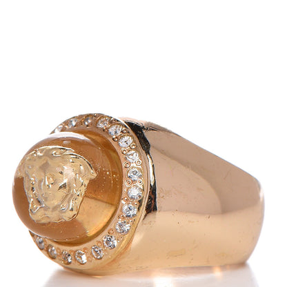 Versace Crystal Round Medusa Ring 7.5 Gold 3 of 4