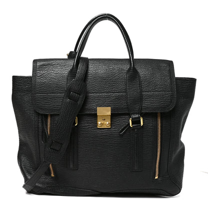 3.1 Phillip Lim Textured Calfskin Large Pashli Satchel Black 1 of 8