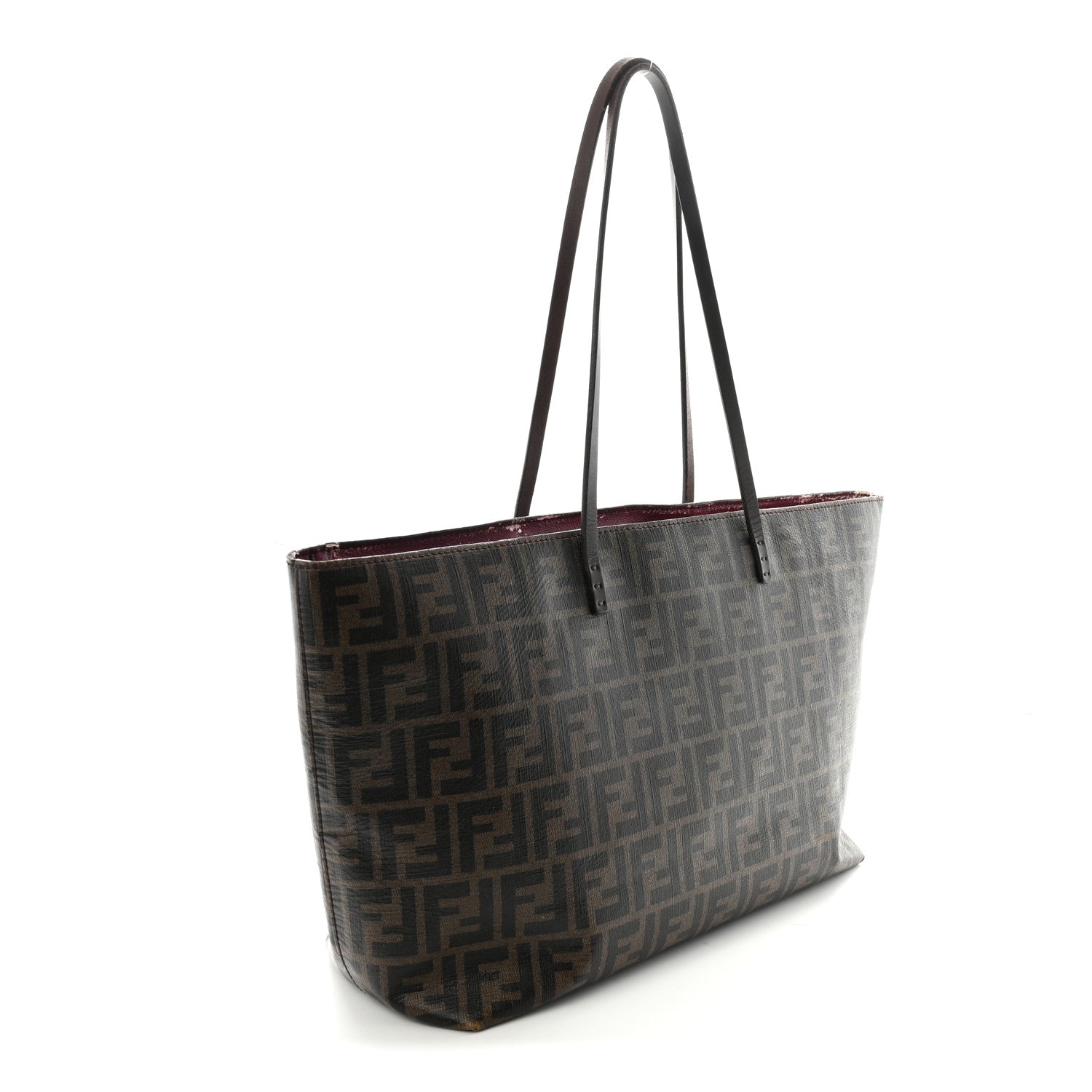 Fendi Zucca Spalmati Medium Roll Tote Tobacco Fuxia 3 of 9