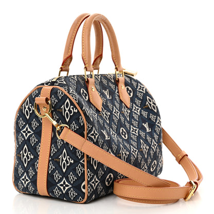 Louis Vuitton Jacquard Since 1854 Speedy Bandouliere 25 Blue 3 of 12