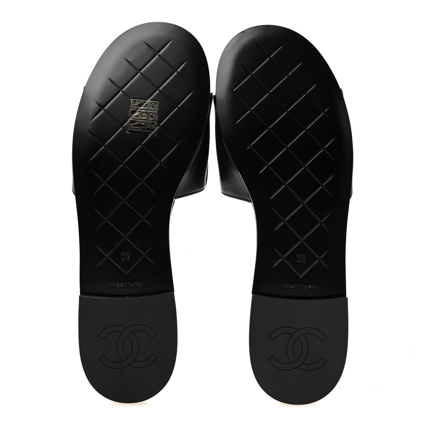 Chanel Lambskin Quilted Turnlock Flat Mules 39 Black 6 of 10