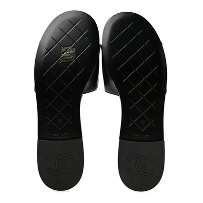 Chanel Lambskin Quilted Turnlock Flat Mules 39 Black 6 of 10