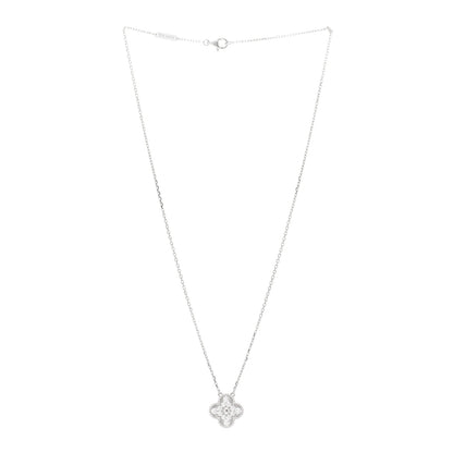 Van Cleef & Arpels 18K White Gold Diamond Vintage Alhambra Pendant Necklace 2 of 5