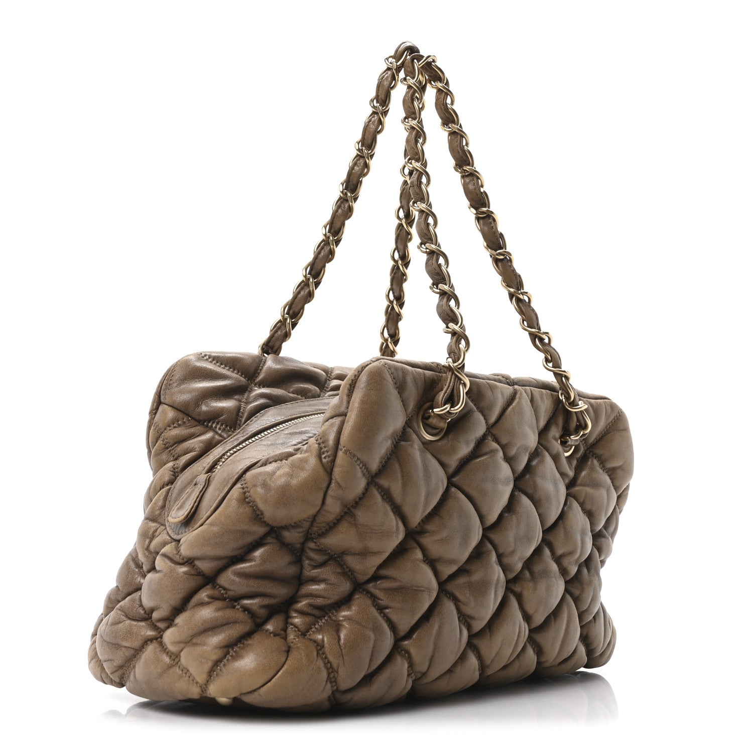 Chanel Calfskin Bubble Quilt Bowler Brown 1763832 – FASHIONPHILE