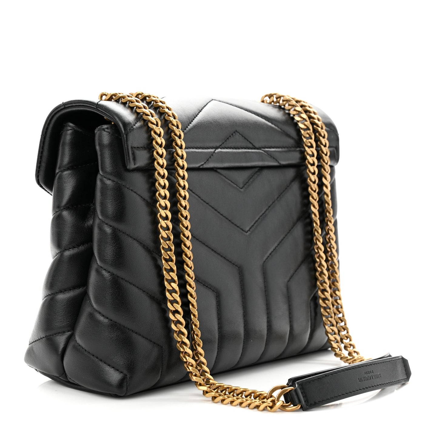 Calfskin Y Quilted Monogram Small Loulou Chain Satchel Black