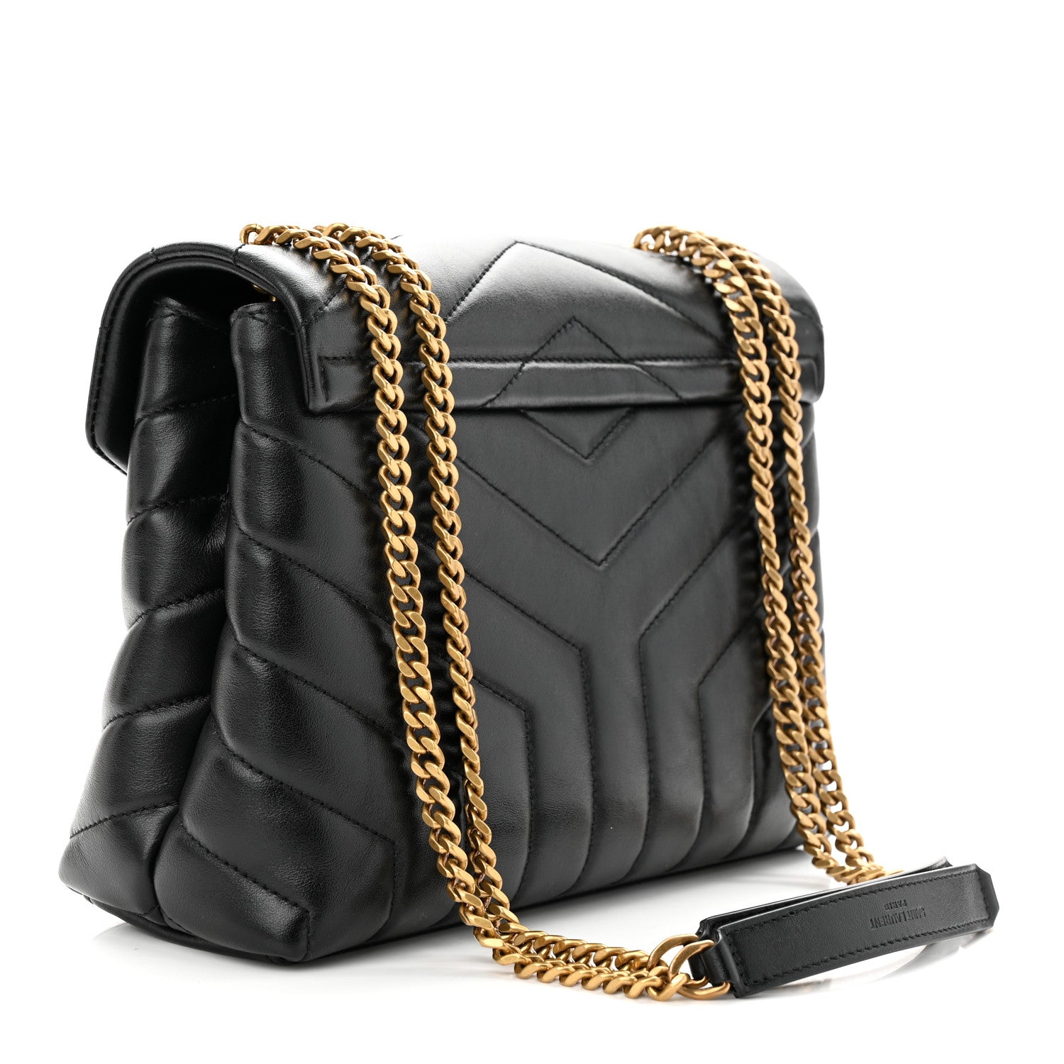 Saint Laurent Calfskin Y Quilted Monogram Small Loulou Chain Satchel Black 2 of 9