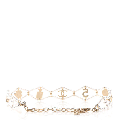 Chanel Pearl Crystal CC No 5 Perfume Bottle Choker Necklace Gold 3 of 4