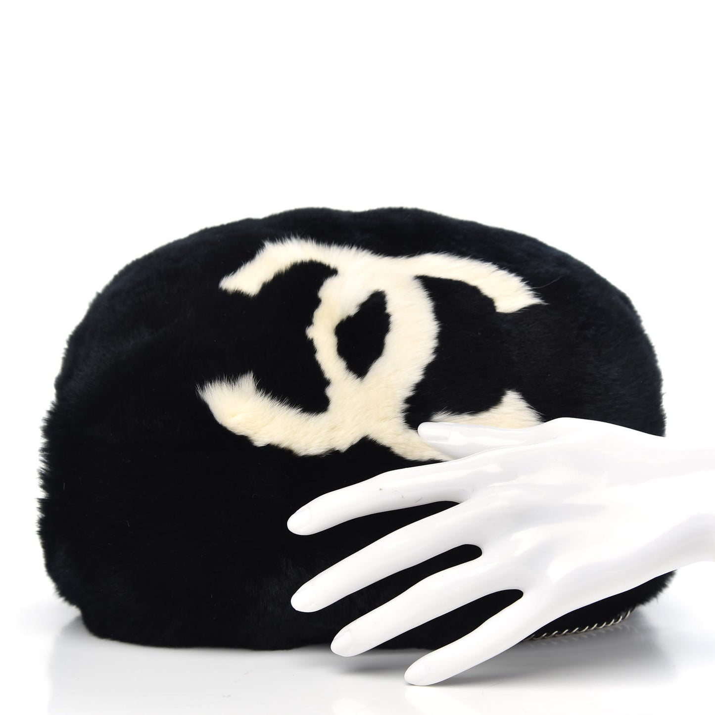 Lapin Rabbit Fur CC Muff Black White