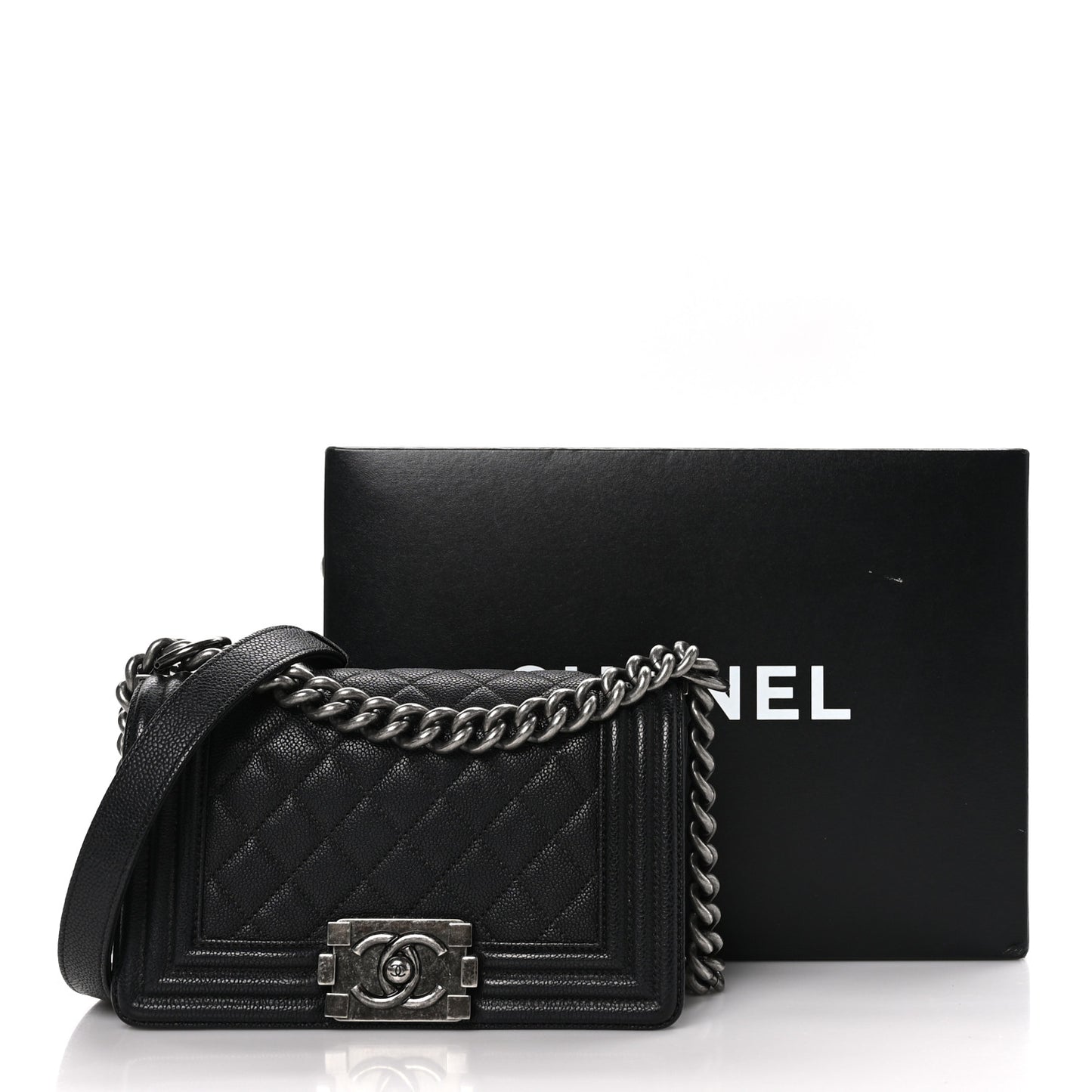 Caviar Quilted Small Boy Flap Black
