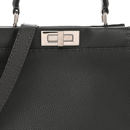 Fendi Cuoio Romano Selleria Bi-Color Medium Peekaboo Iconic Satchel Asfalto Latte 8 of 14