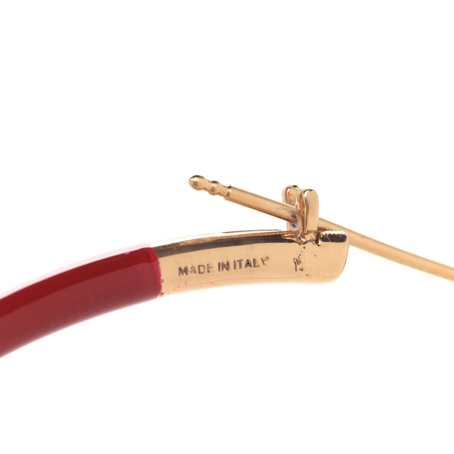 Fendi Metal Enamel Large F is Fendi Hoop Earrings Red Gold 5 of 6
