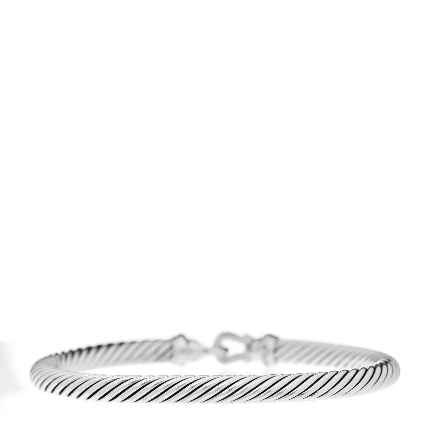 David Yurman Sterling Silver Diamond 5mm Cable Buckle Bracelet 3 of 5