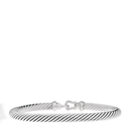 David Yurman Sterling Silver Diamond 5mm Cable Buckle Bracelet 3 of 5