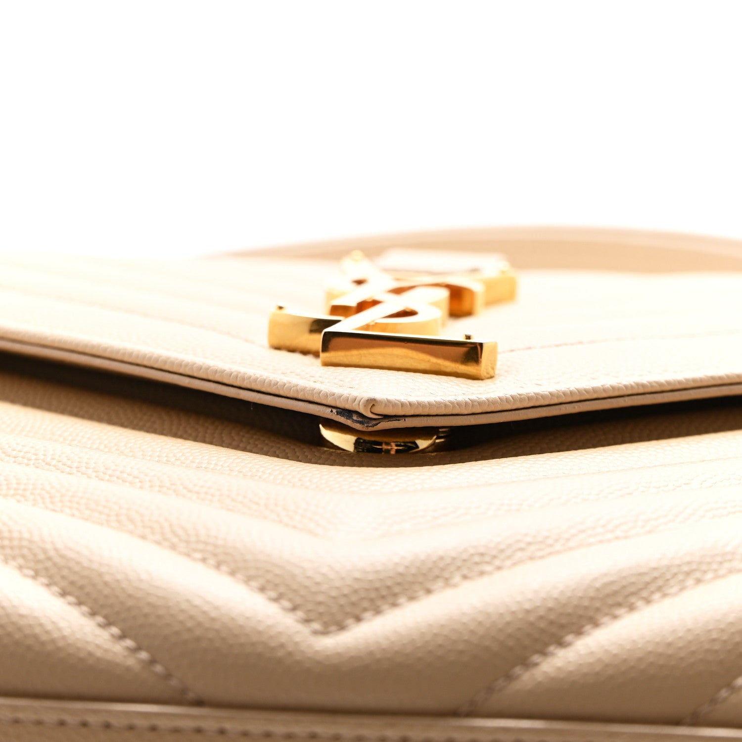 Saint Laurent Grain De Poudre Matelasse Chevron Large Monogram Satchel Nude Powder 11 of 11