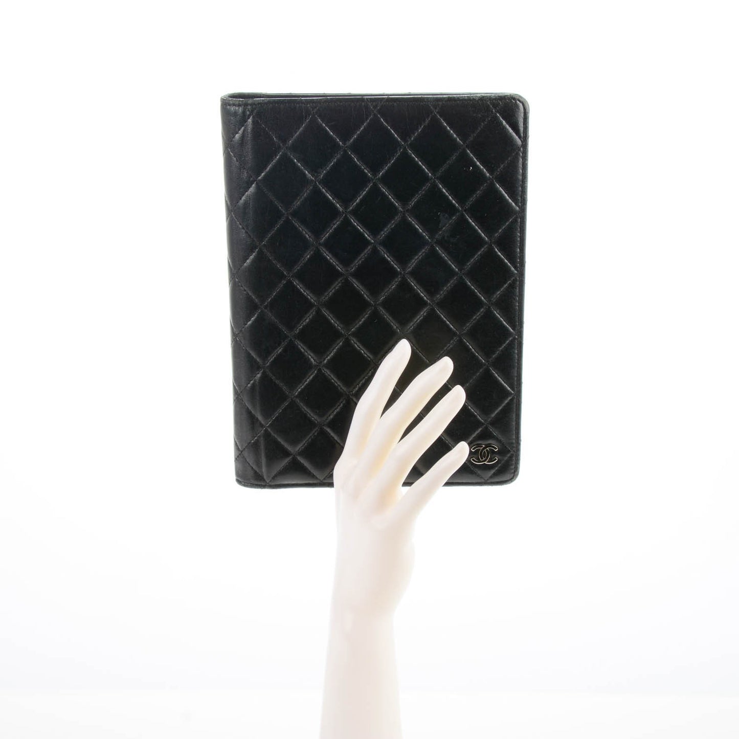 Lambskin Quilted Large Agenda Cover Black