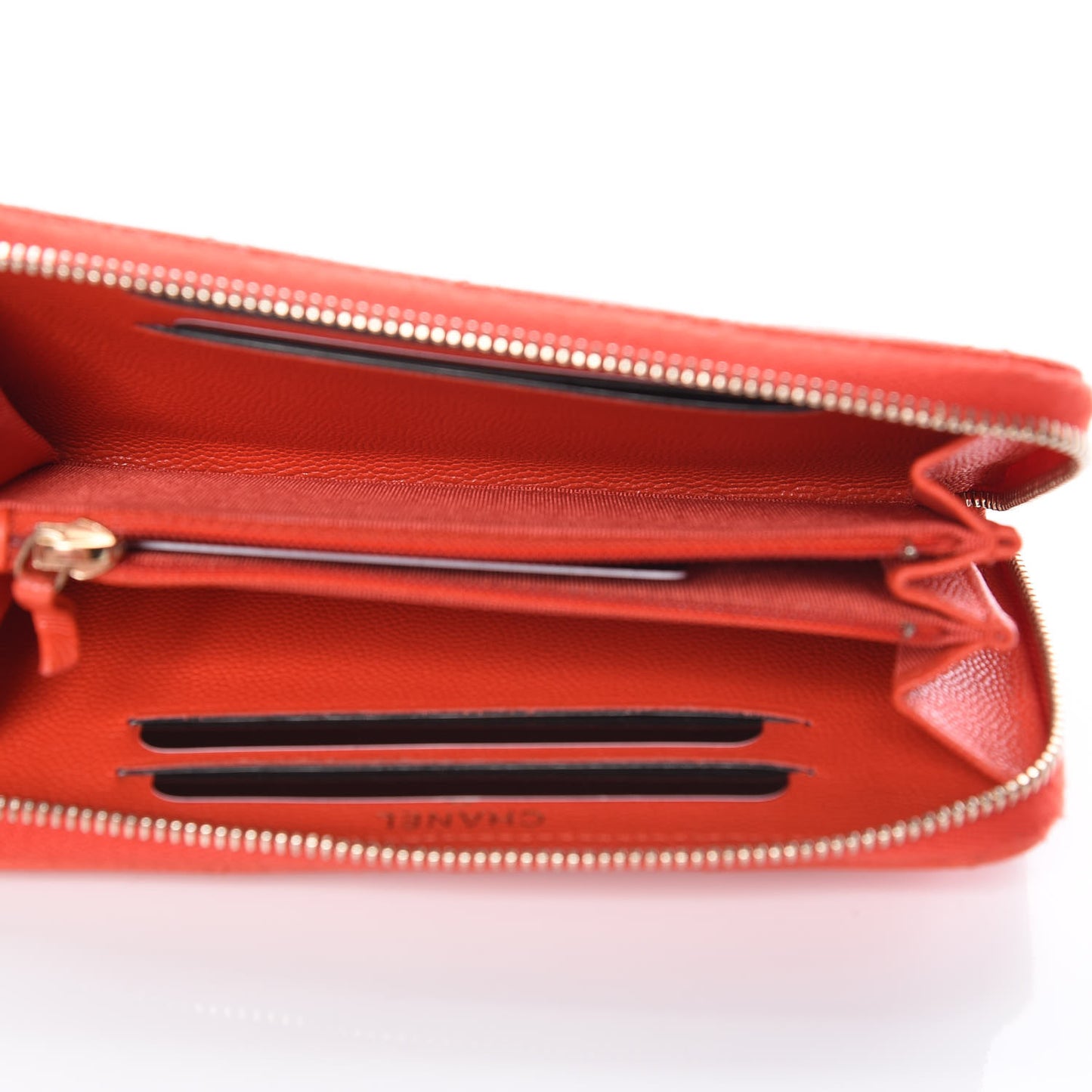 Caviar Quilted Small Zip Around Wallet Red