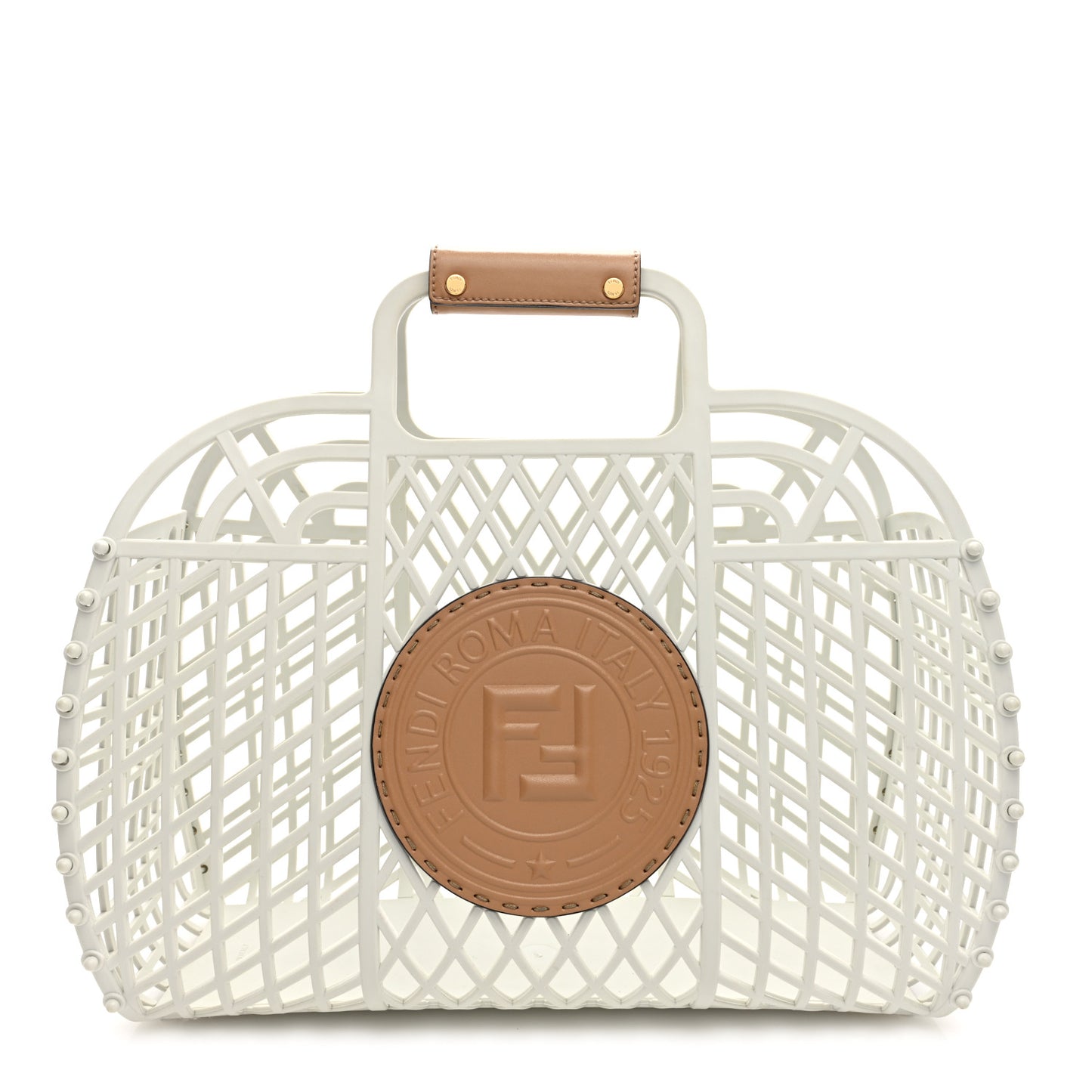 Recycled Plastic Vitello Liberty Matte Medium Fendi Basket White Ice Miele Scuro