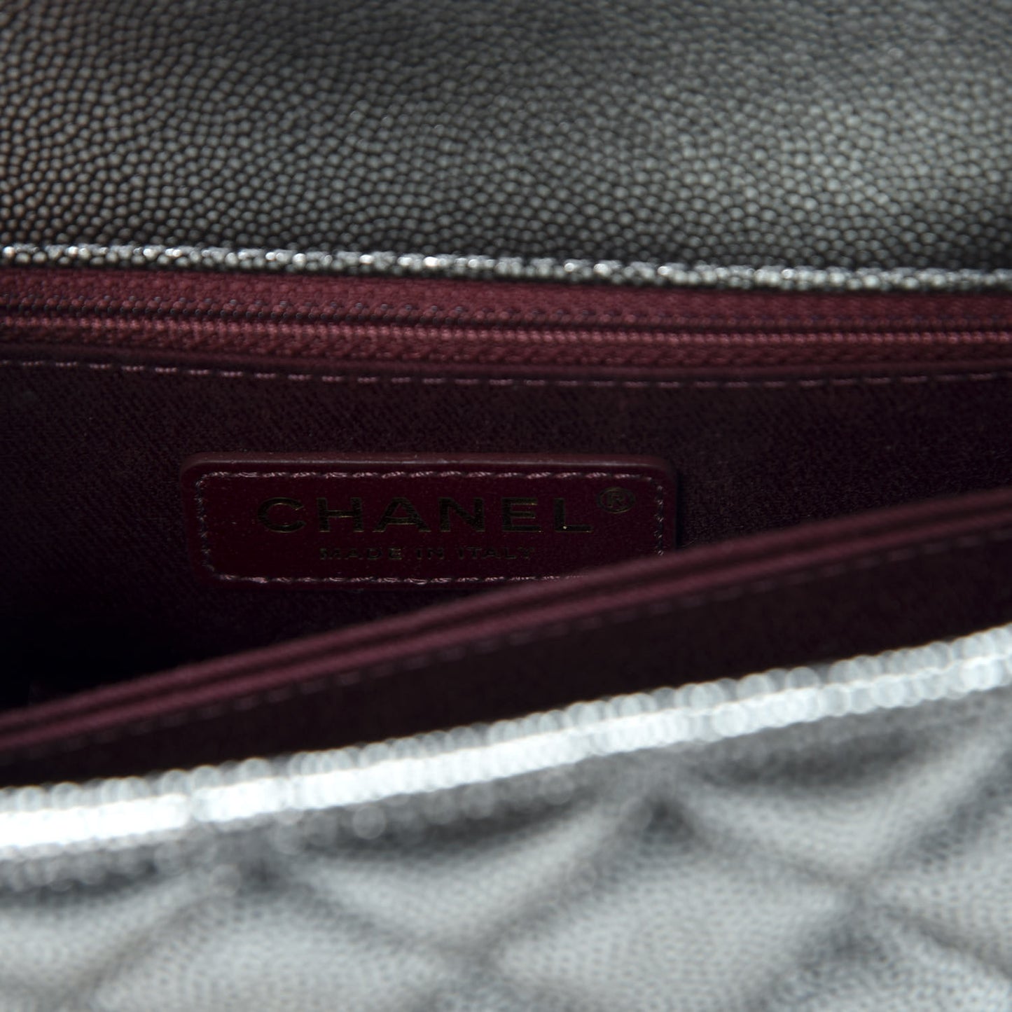 Metallic Caviar Quilted Mini Coco Handle Flap Silver