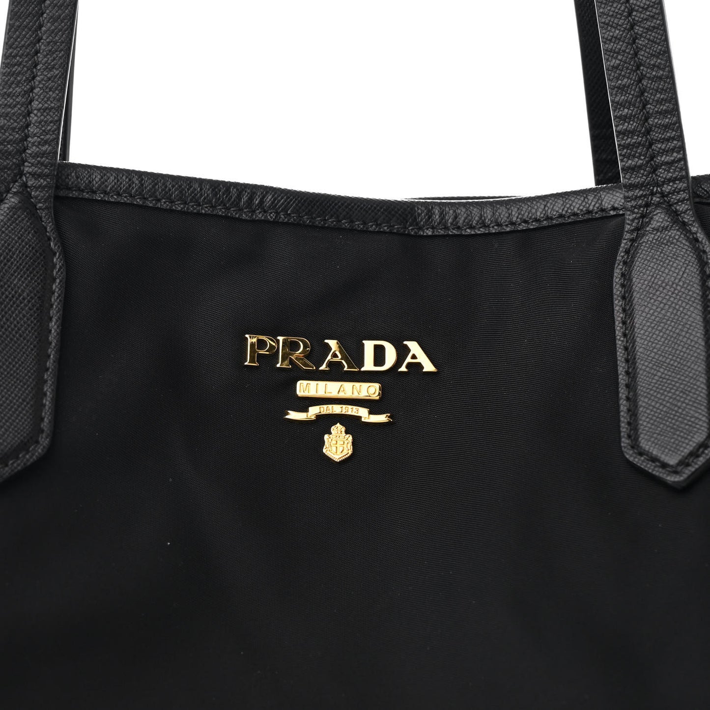 Tessuto Nylon Saffiano Shopping Tote Black