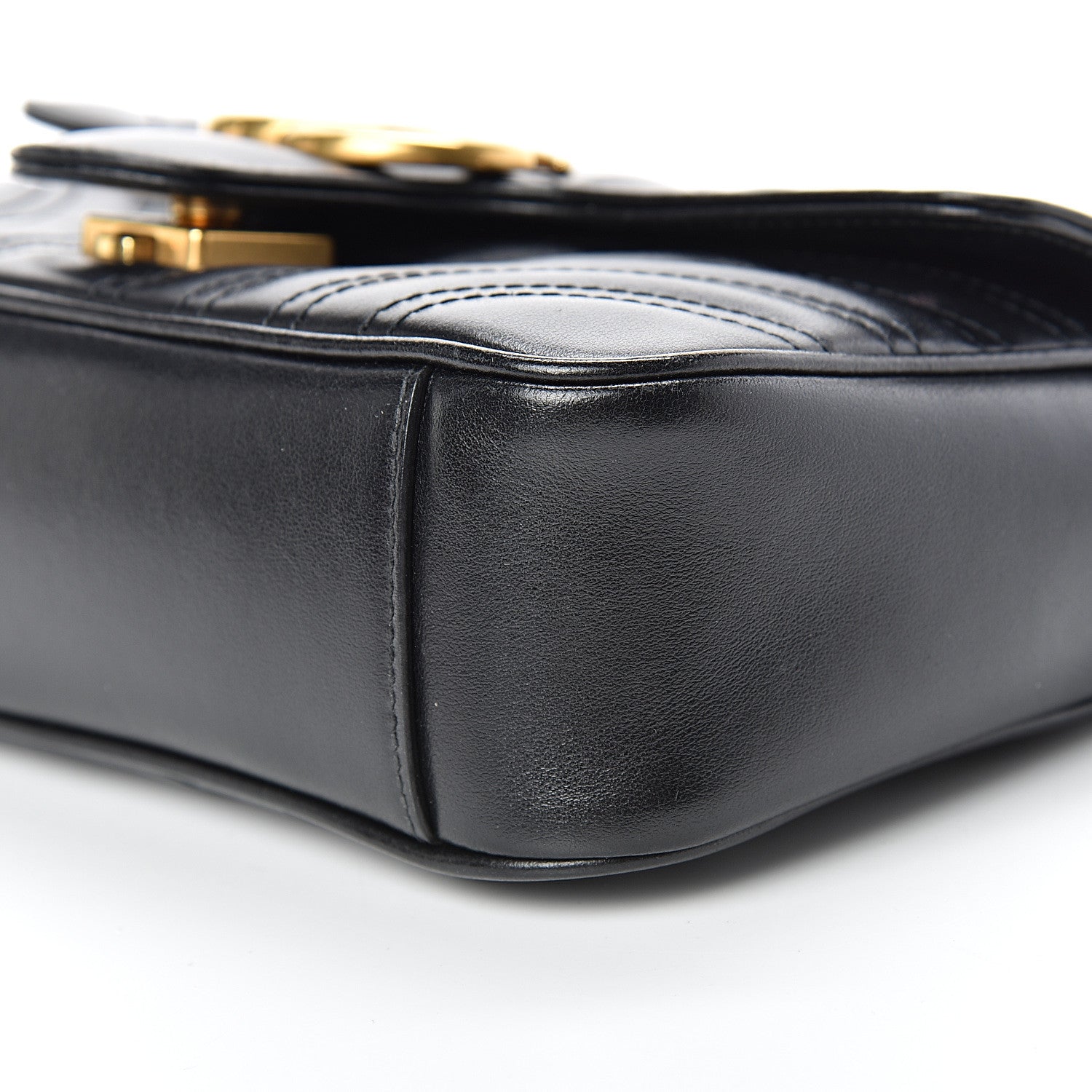 Gucci Calfskin Matelasse Mini GG Marmont Shoulder Bag Black 9 of 14