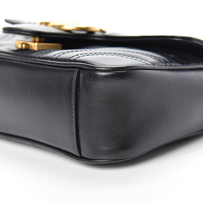 Gucci Calfskin Matelasse Mini GG Marmont Shoulder Bag Black 9 of 14