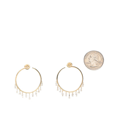 Suzanne Kalan 18K Yellow Gold Diamond Baguette Charm Hoop Earrings 2 of 4