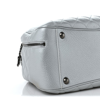 Chanel Metallic Calfskin Quilted Medium Airlines Round Trip Bowling Bag Silver 8 of 9