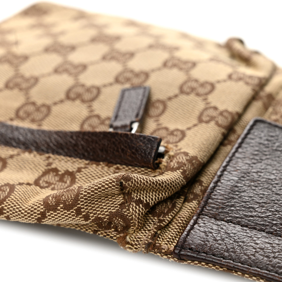 GG Monogram Double Pocket Belt Bag Dark Brown