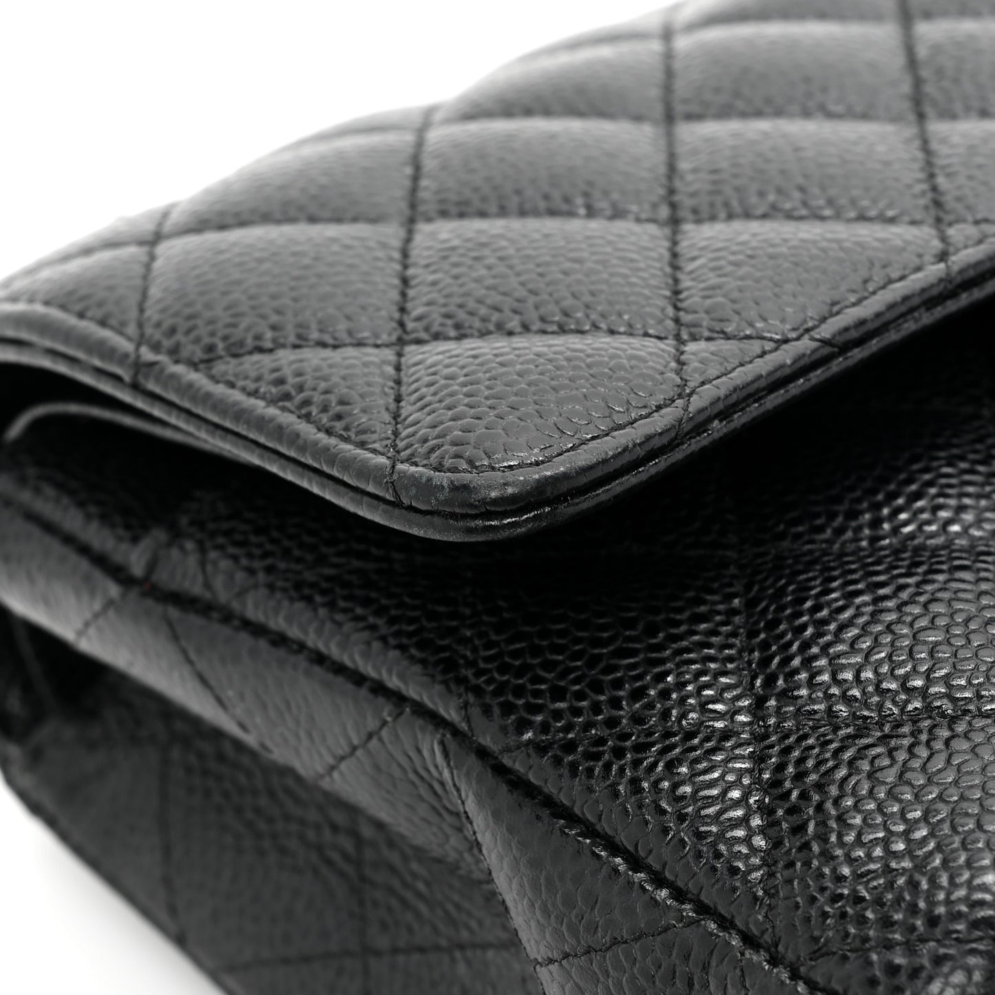 Caviar Quilted Medium Double Flap Black