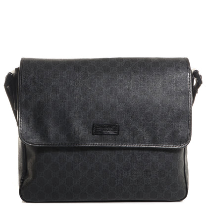 Gucci GG Plus Monogram Medium Flap Messenger Bag Black 1 of 7