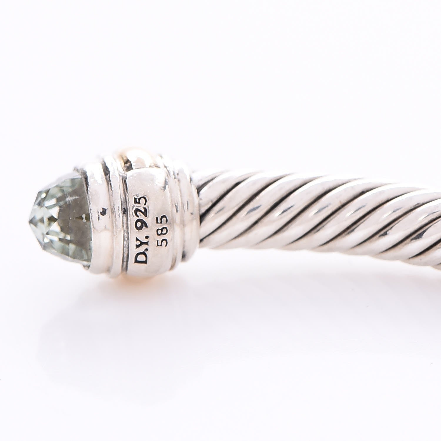 David Yurman Sterling Silver 14K Yellow Gold Prasiolite 5mm Cable Classics Bracelet 5 of 5