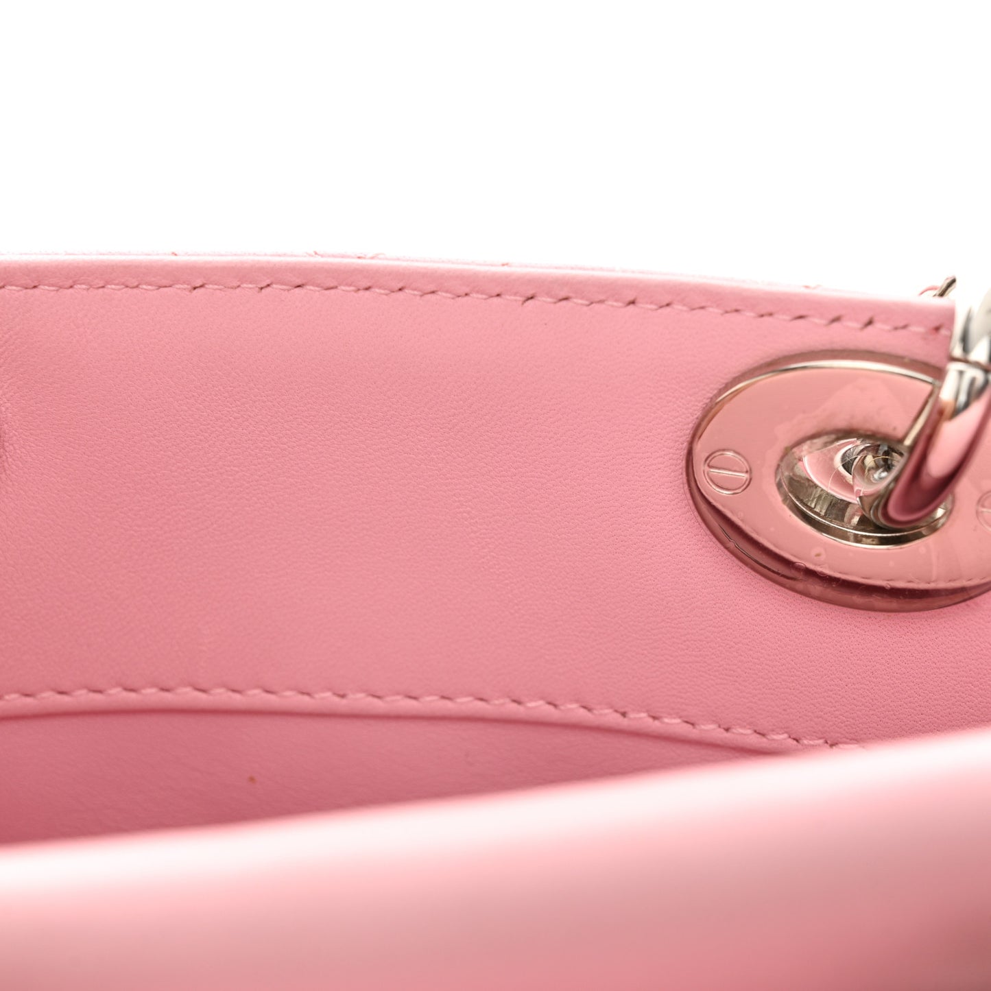 Lambskin Cannage Crystal Medium Lady D-Joy Light Pink