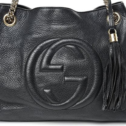 Gucci Pebbled Calfskin Medium Soho Chain Shoulder Bag Black 7 of 29