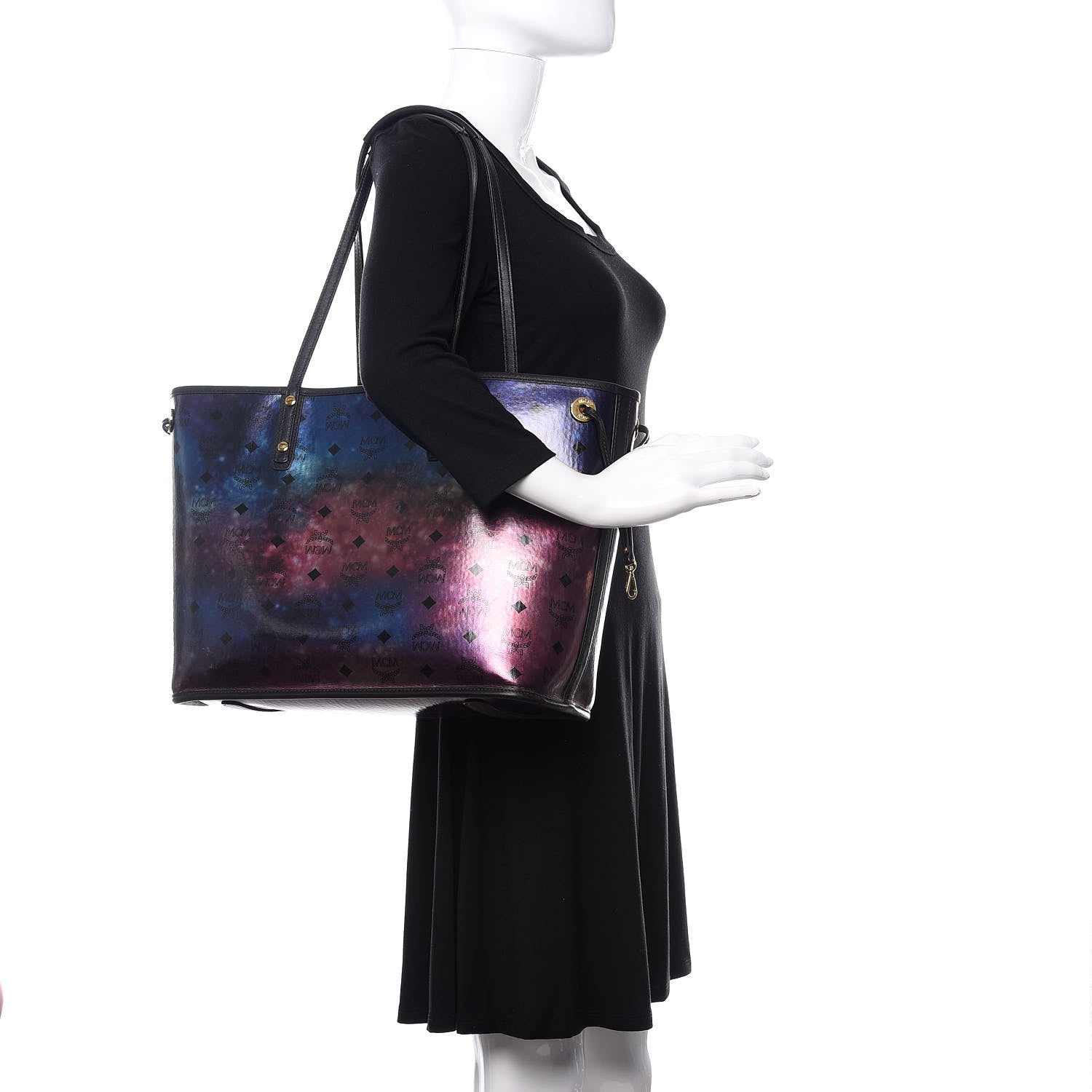 MCM Metallic Galaxy Visetos Medium Project Reversible Shopper Tote Cognac Multicolor 2 of 20