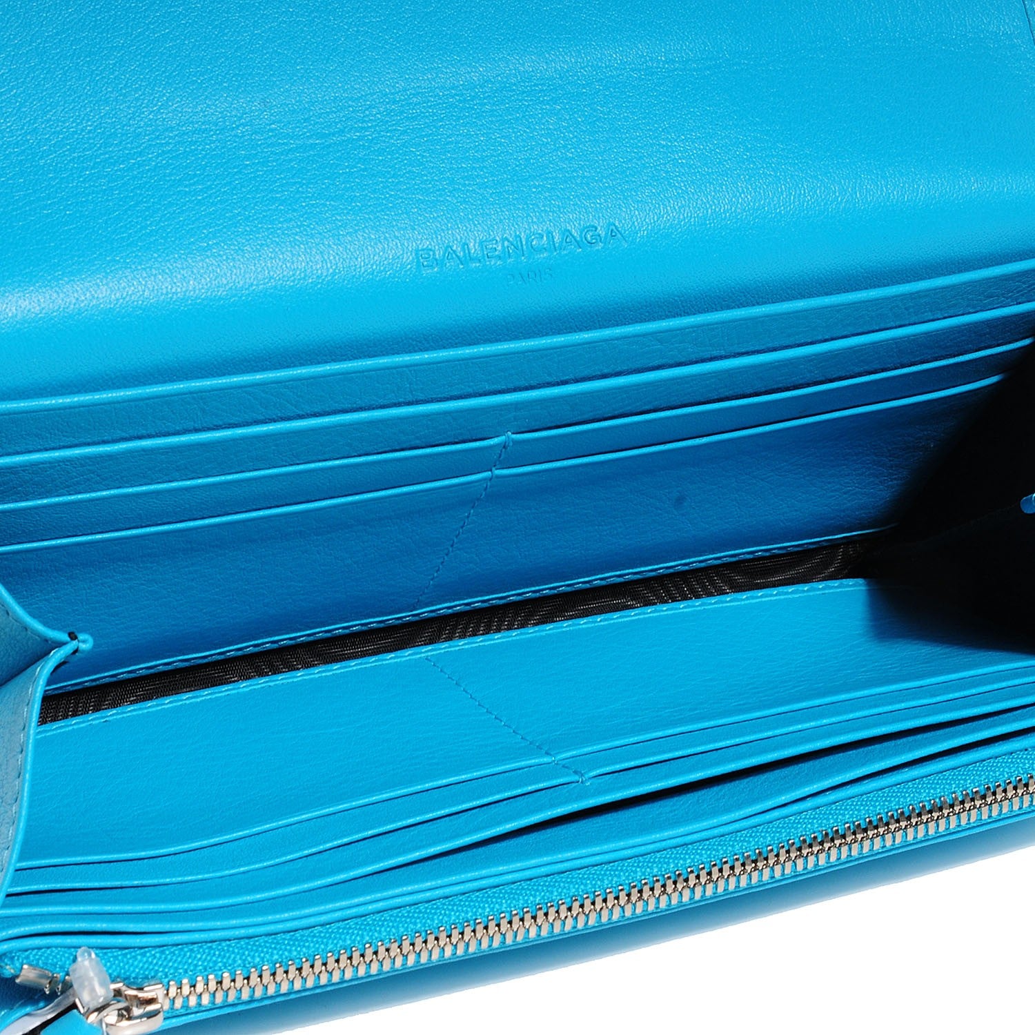 Balenciaga Supple Calfskin Papier Platre Money Wallet Bleu Caraibes 5 of 12