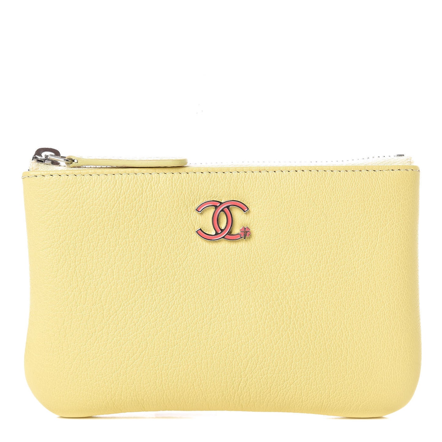 Goatskin Small CC Clover Cosmetic Case Yellow