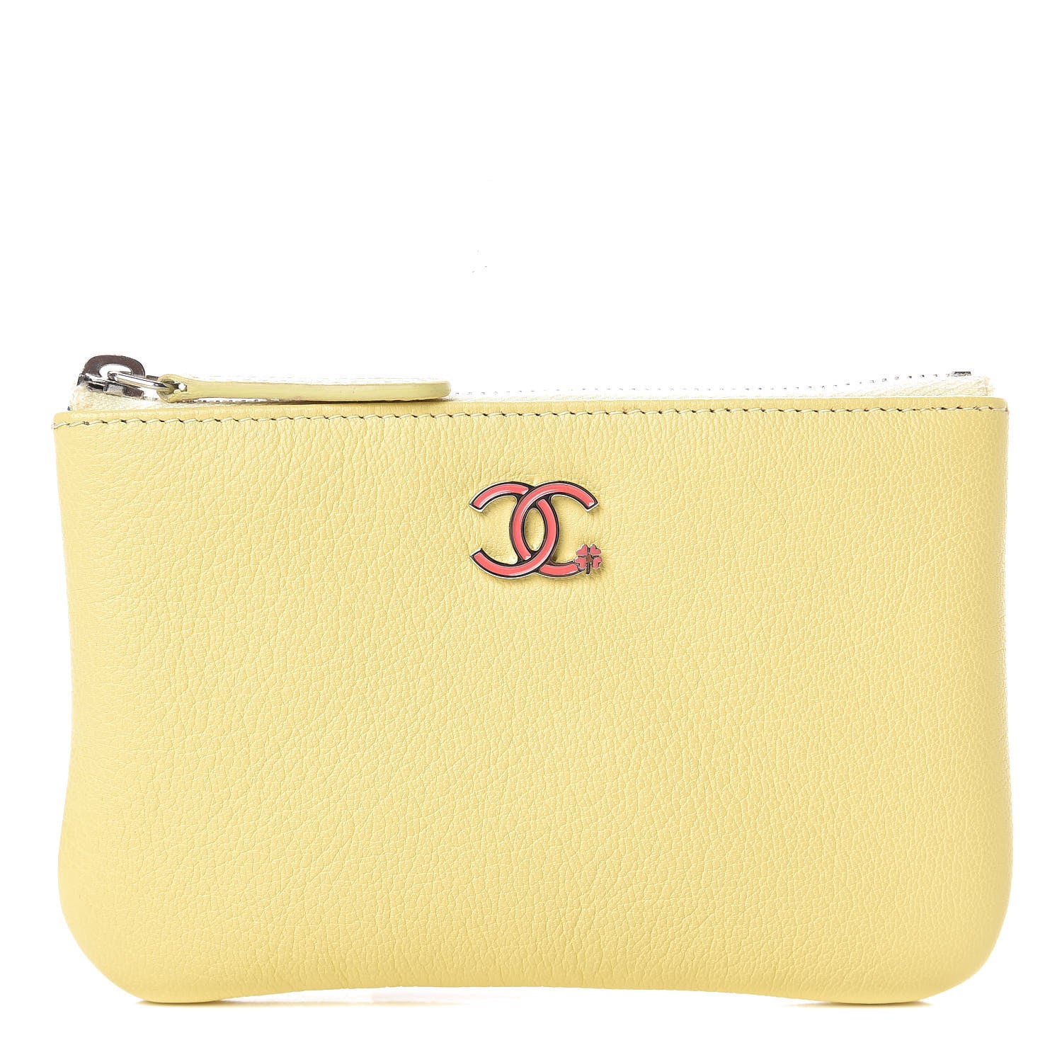 Chanel Goatskin Small CC Clover Cosmetic Case Yellow 1 of 8