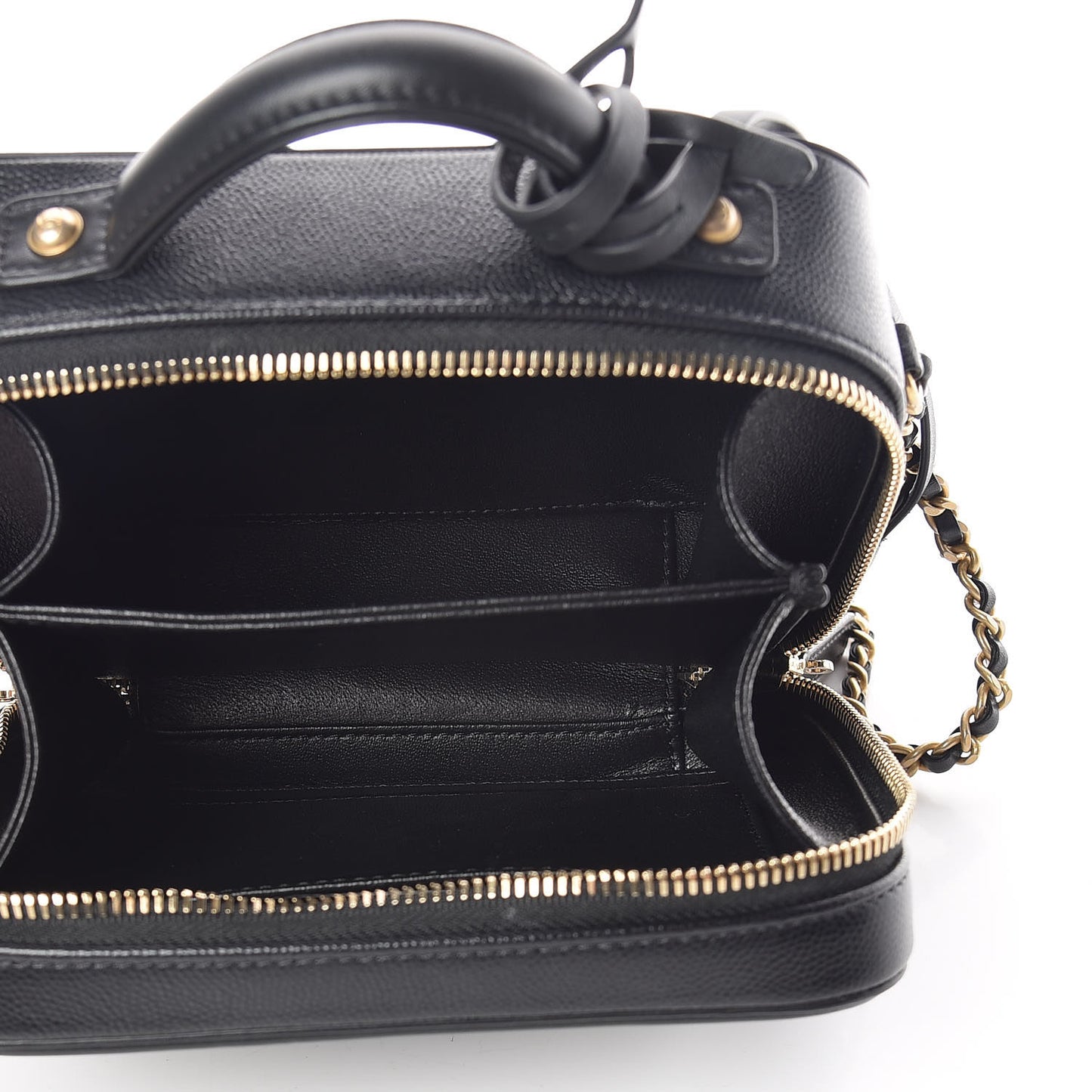 Caviar Quilted Small CC Filigree Vanity Case Black