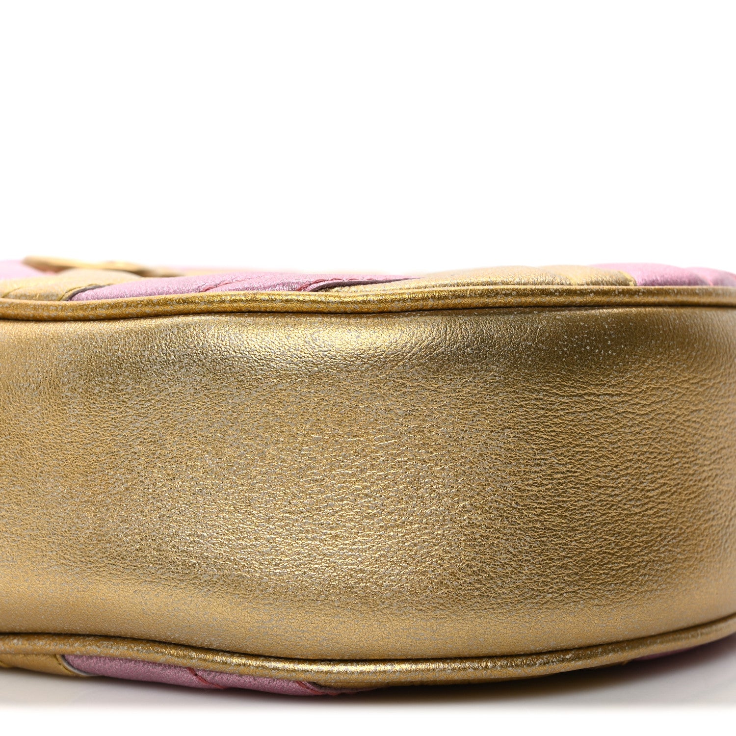 Gucci Metallic Nappa Matelasse Heart Mini GG Marmont Round Shoulder Bag Oro Vecchio Rosa 9 of 10