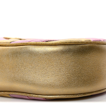 Gucci Metallic Nappa Matelasse Heart Mini GG Marmont Round Shoulder Bag Oro Vecchio Rosa 9 of 10