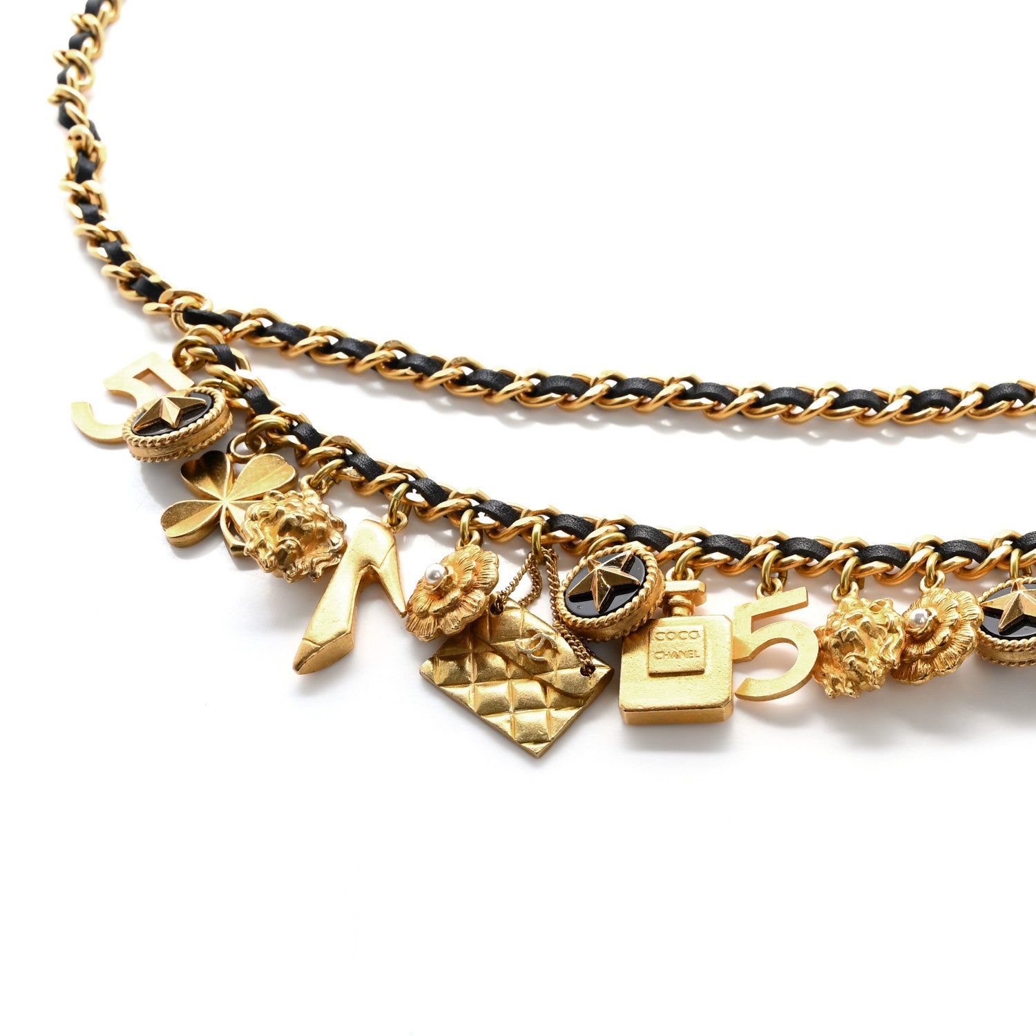 Chanel Lambskin Gold Chain Iconic Charm Belt Black Gold 3 of 5