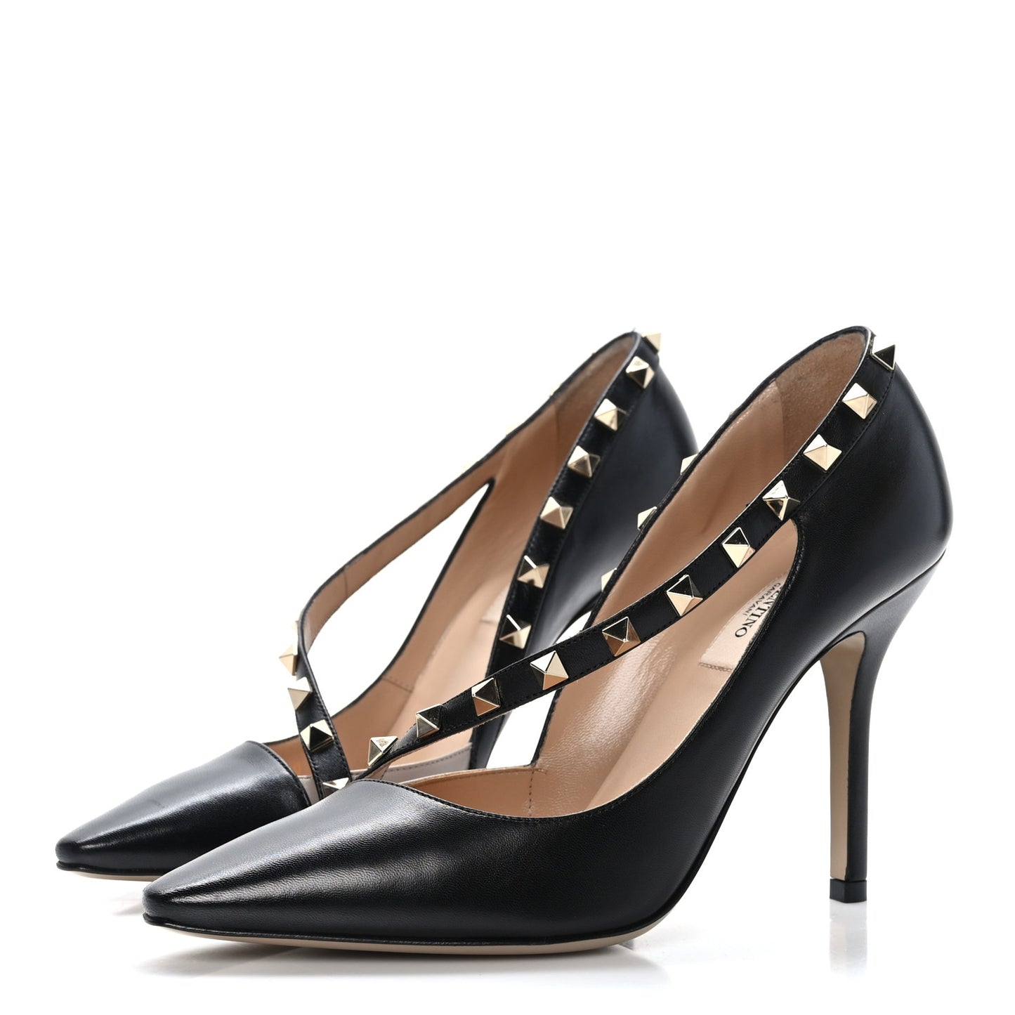 Nappa Rockstud Cross Strap D'Orsay 105mm Pumps 37 Black