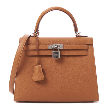 Hermes Epsom Verso Kelly Sellier 25 Caramel Jaune Ambre 1 of 33