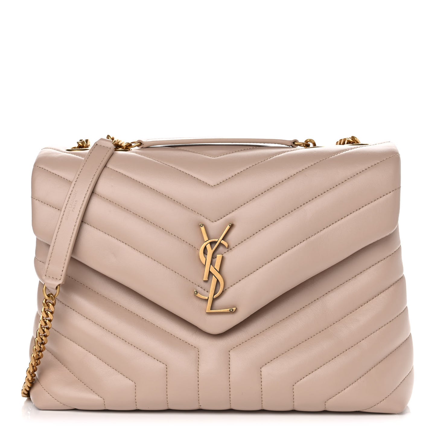Calfskin Y Quilted Monogram Medium Loulou Chain Satchel Light Natural