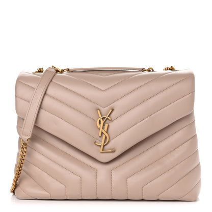 Saint Laurent Calfskin Y Quilted Monogram Medium Loulou Chain Satchel Light Natural 1 of 12
