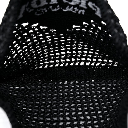 Prada Yarn Raffia Effect Crochet Logo Embroidered Tote Bag Black 5 of 8