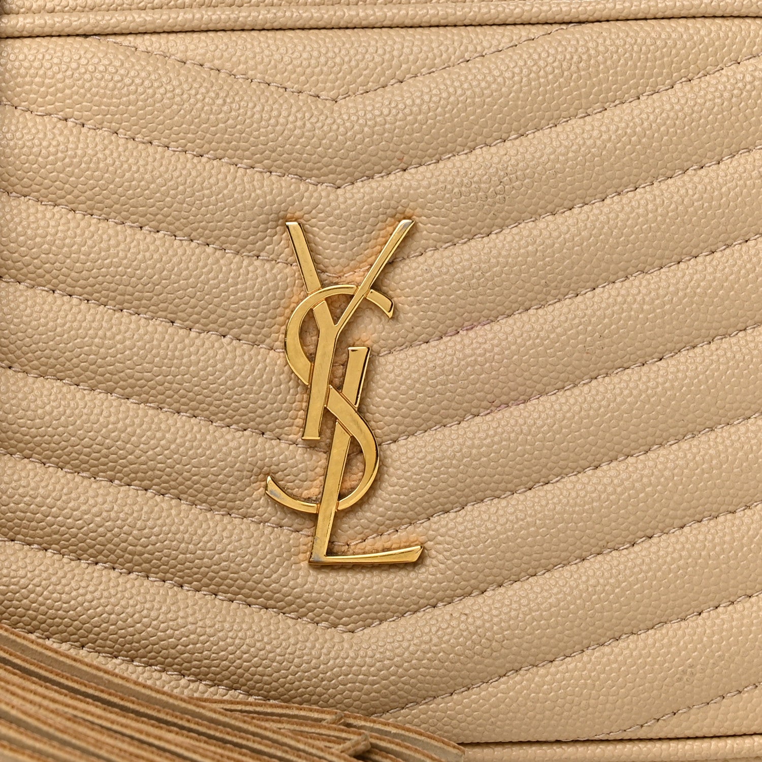 Saint Laurent Grain De Poudre Matelasse Monogram Mini Lou Camera Bag Dark Beige 7 of 10