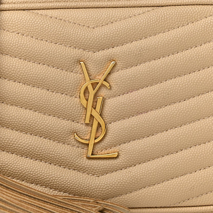 Saint Laurent Grain De Poudre Matelasse Monogram Mini Lou Camera Bag Dark Beige 7 of 10
