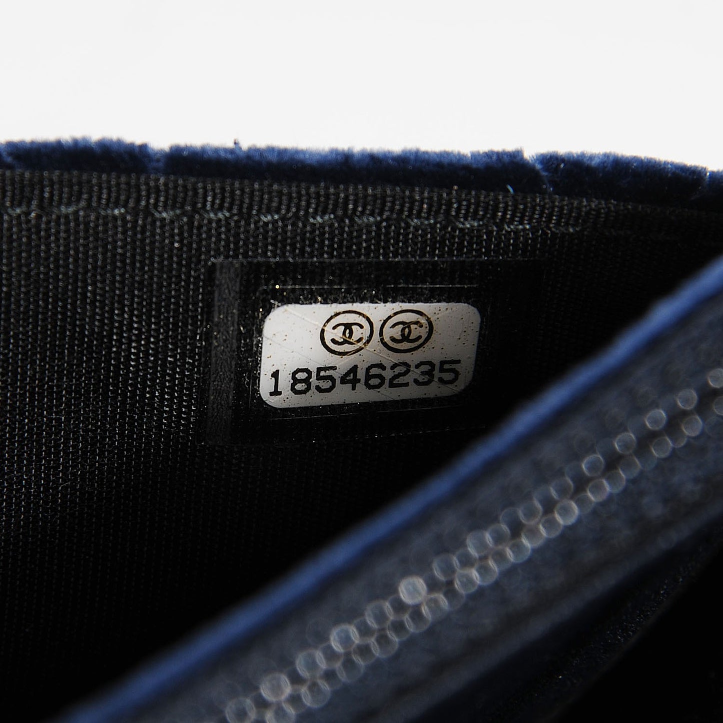 Velvet Quilted Boy Wallet On Chain WOC Dark Blue